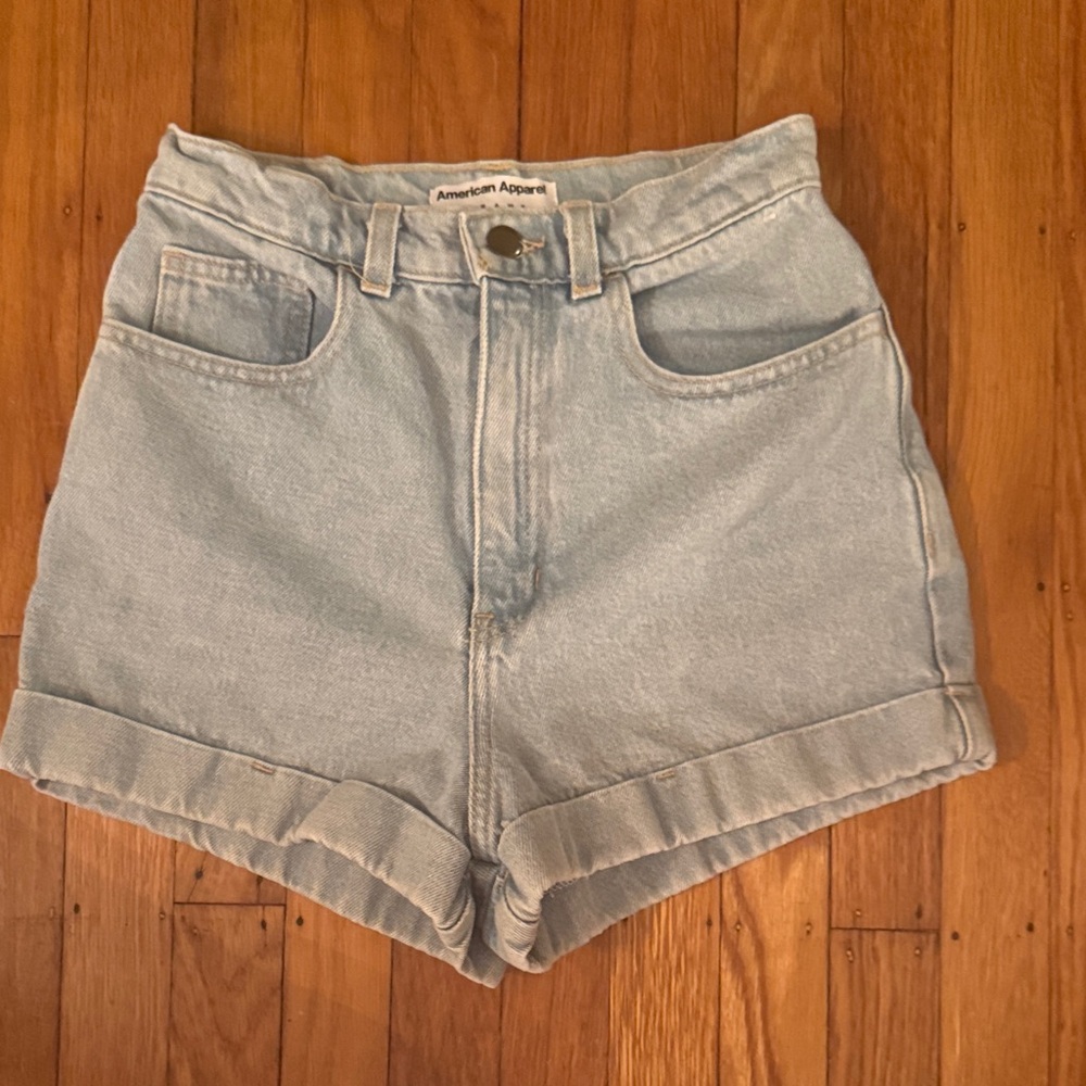 American Apparel Sky Blue High Waist Shorts